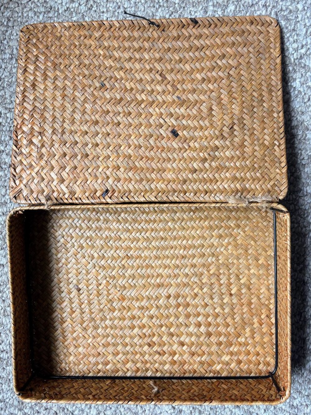 Rectangular Woven Storage Basket with Lid
